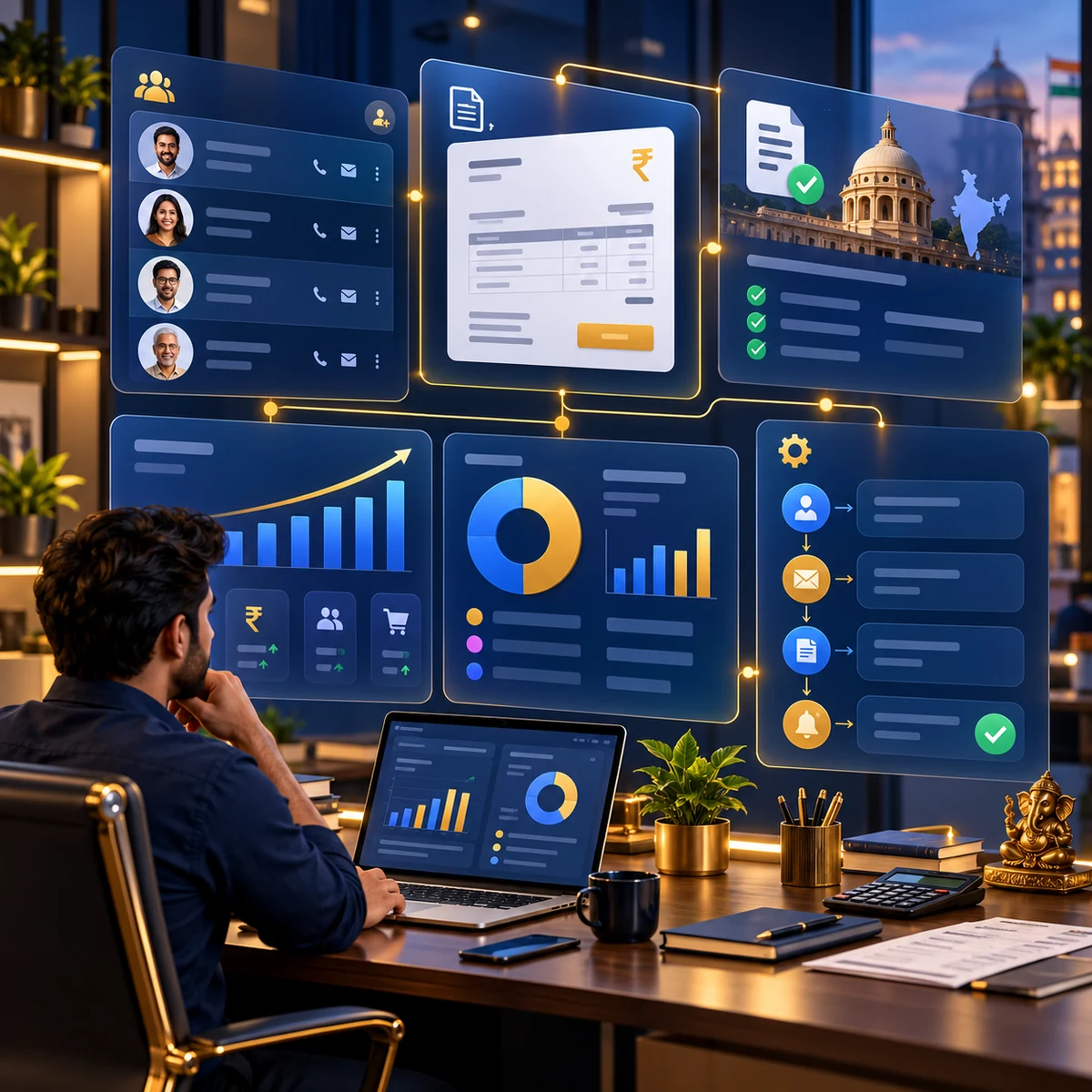 Custom CRM web application with billing, GST and reports