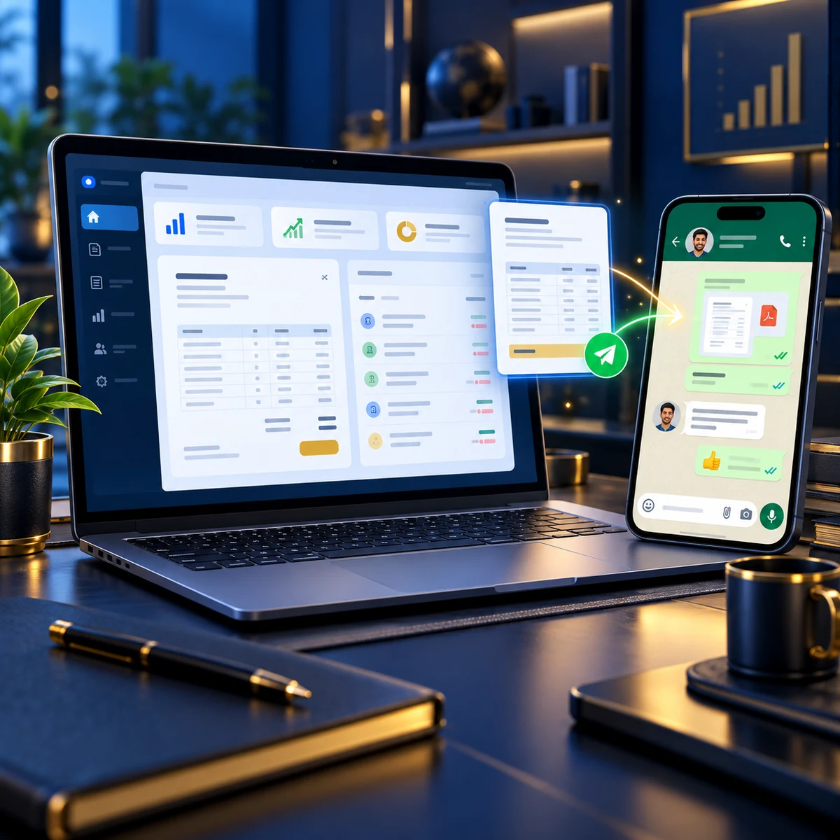 TallyPrime accounting dashboard connected to WhatsApp Business